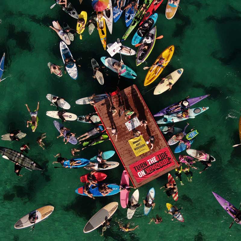 Greenpeace kayak activists protest woodside